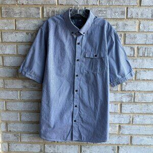 Sean John Short Sleeve Button Up Striped 100% Cotton Shirt Men's Size 2XL